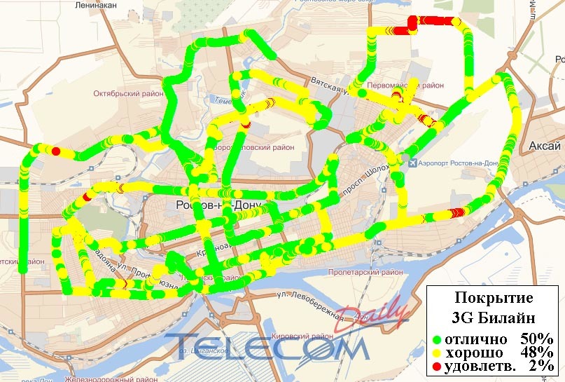 Карта покрытия билайн ростов на дону