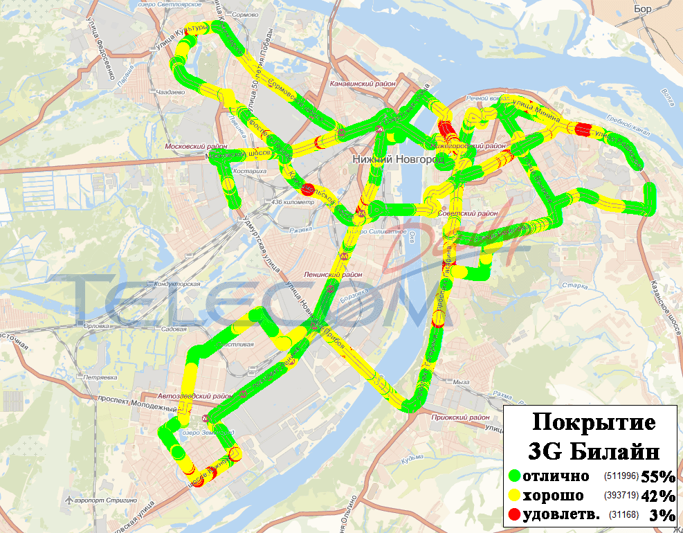 Карта покрытия билайн рыбинск